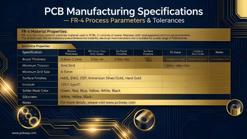 PCB Manufacturing Specifications &mdash; FR-4 Process Parameters & Tolerances